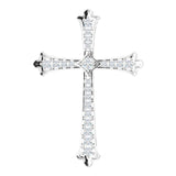 14K Gold Round Natural Diamond Accented Cross Pendant - White Gold