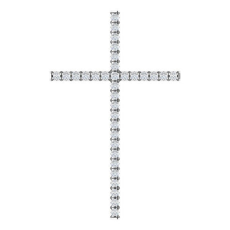 14K Gold Round Natural Diamond Cross Pendant – up to 1/4 CTW - White Gold