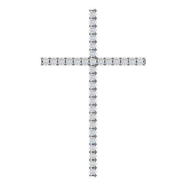 14K Gold Round Natural Diamond Cross Pendant – up to 1/4 CTW - White Gold