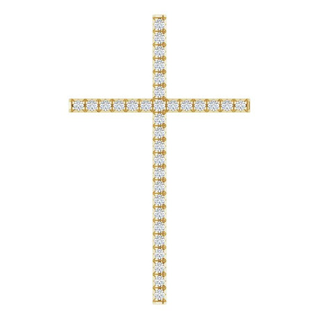 14K Gold Round Natural Diamond Cross Pendant – up to 1/4 CTW - Yellow Gold