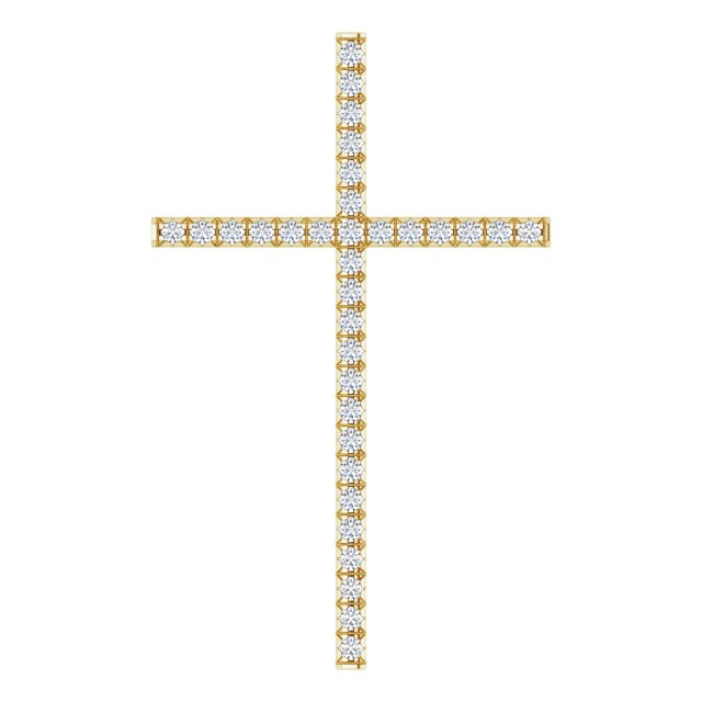 14K Gold Round Natural Diamond Cross Pendant – up to 1/4 CTW - Yellow Gold