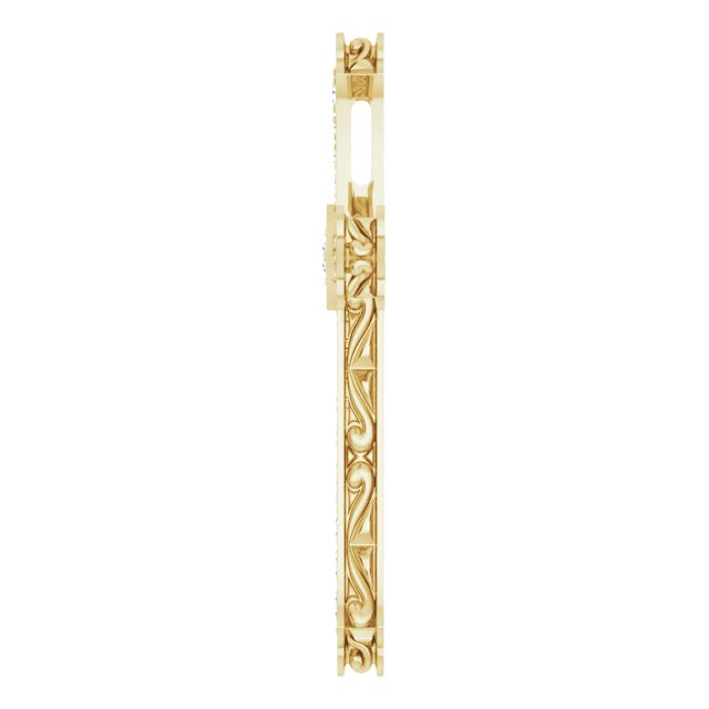 14K Gold Round Natural Diamond Accented Cross Pendant - Yellow Gold - view 3