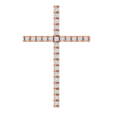 14K Gold Round Natural Diamond Cross Pendant – up to 1/4 CTW - Rose Gold