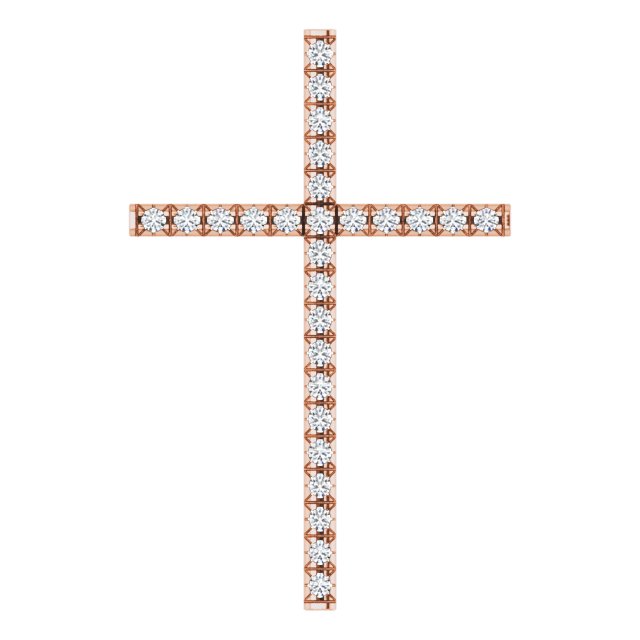 14K Gold Round Natural Diamond Cross Pendant – up to 1/4 CTW - Rose Gold