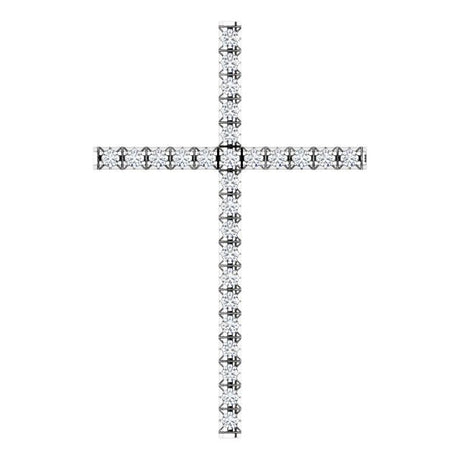 14K Gold Round Natural Diamond Cross Pendant – up to 1/4 CTW - White Gold