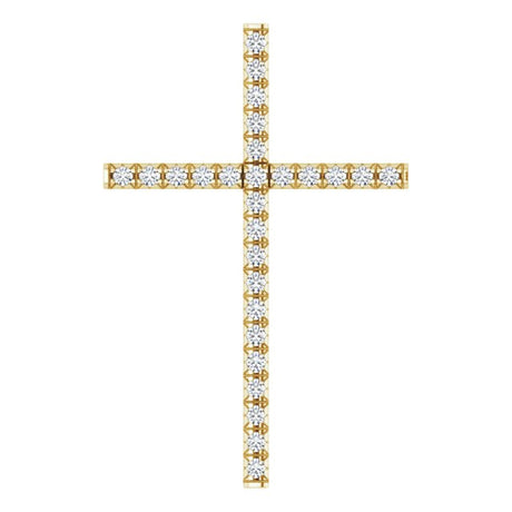 14K Gold Round Natural Diamond Cross Pendant – up to 1/4 CTW - Yellow Gold