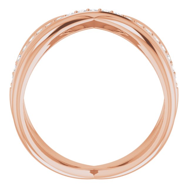 14K Gold Round Natural Diamond Accented Criss-Cross Ring III - Rose Gold - view 2