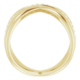14K Gold Round Natural Diamond Accented Criss-Cross Ring III - Yellow Gold - view 2