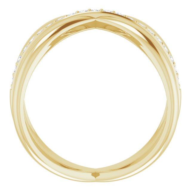 14K Gold Round Natural Diamond Accented Criss-Cross Ring III - Yellow Gold - view 2