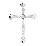 14K Gold Round Natural Diamond Accented Cross Pendant - White Gold
