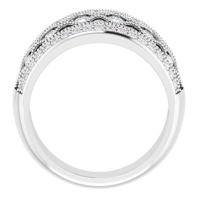 14K Gold Round Natural Diamond Accented Ring – 2.1mm Stones - view 2