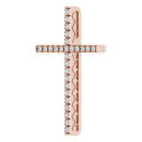 14K Gold Round Natural Diamond Cross Pendant – up to 1/4 CTW - Rose Gold - view 3