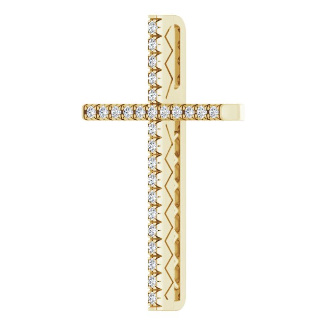 14K Gold Round Natural Diamond Cross Pendant – up to 1/4 CTW - Yellow Gold - view 3