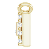 14K Gold Straight Baguette Natural Diamond Halo-Style Necklace - Yellow Gold - view 3