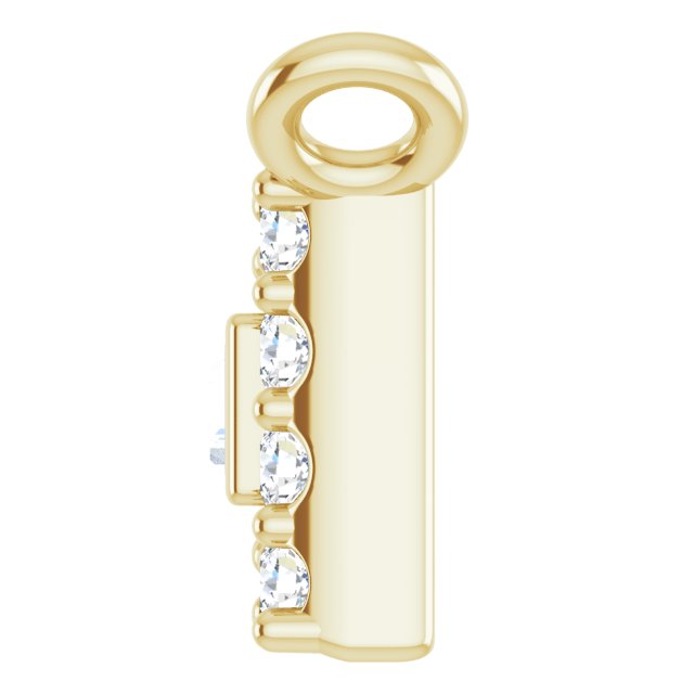 14K Gold Straight Baguette Natural Diamond Halo-Style Necklace - Yellow Gold - view 3