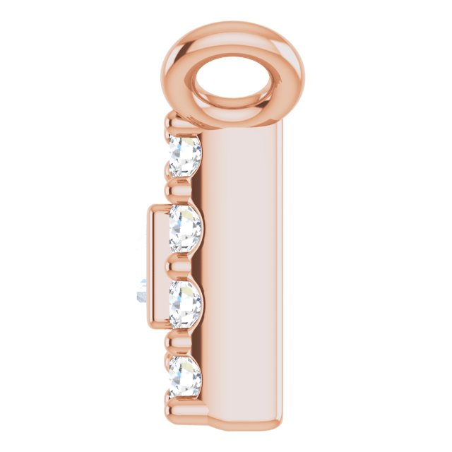 14K Gold Straight Baguette Natural Diamond Halo-Style Necklace - Rose Gold - view 3