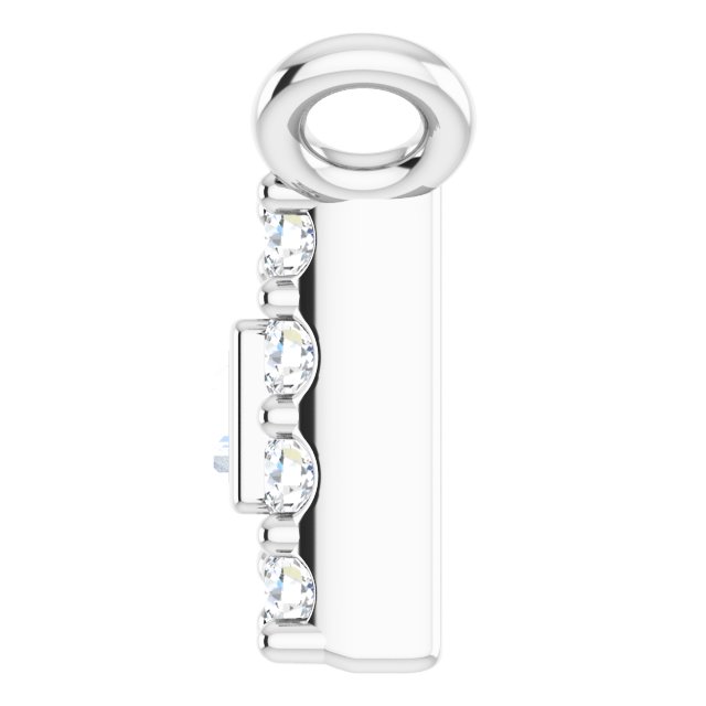 Platinum Straight Baguette Natural Diamond Halo-Style Necklace - view 3