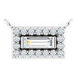 Platinum Straight Baguette Natural Diamond Halo-Style Necklace