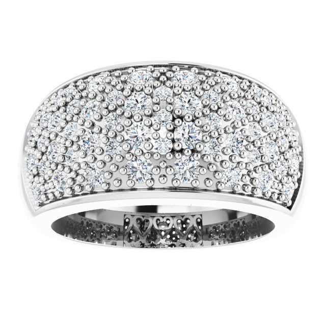 14K Gold Round Natural Diamond Micro Pavé-Style Ring - White Gold - view 3