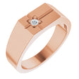 14K Gold Round Natural Diamond Cross Ring – 2.5mm Stones - Rose Gold