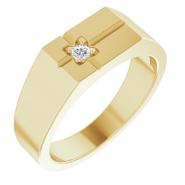 14K Gold Round Natural Diamond Cross Ring – 2.5mm Stones - Yellow Gold