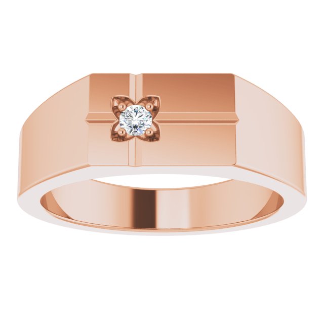 14K Gold Round Natural Diamond Cross Ring – 2.5mm Stones - Rose Gold - view 3