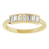 14K Gold Straight Baguette Natural Diamond Beaded Seven-Stone Stackable Ring - Yellow Gold - view 3