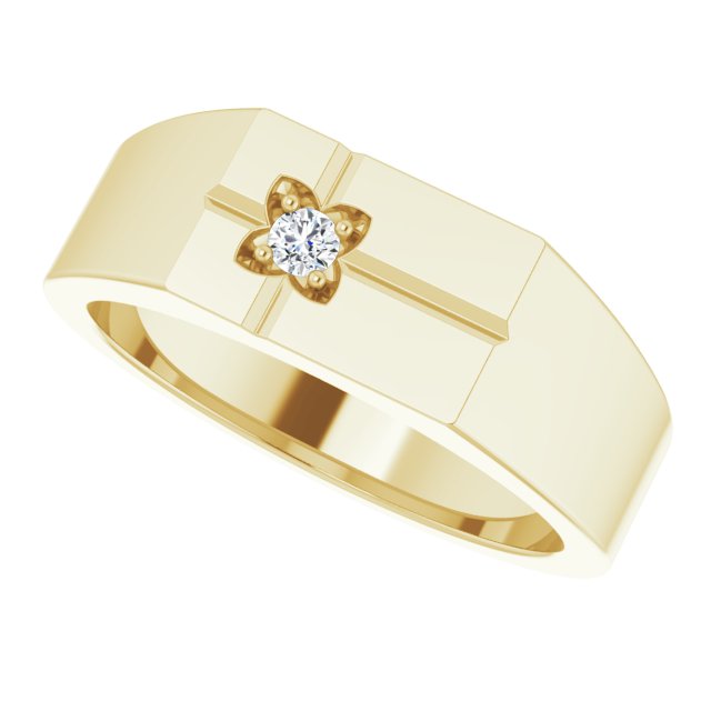 14K Gold Round Natural Diamond Cross Ring – 2.5mm Stones - Yellow Gold - view 5