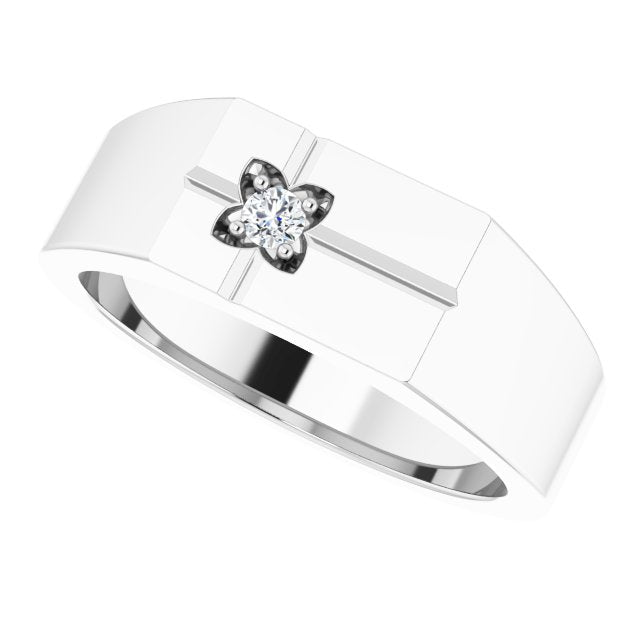 14K Gold Round Natural Diamond Cross Ring – 2.5mm Stones - White Gold - view 5