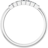 Platinum Straight Baguette Natural Diamond Beaded Seven-Stone Stackable Ring - view 2