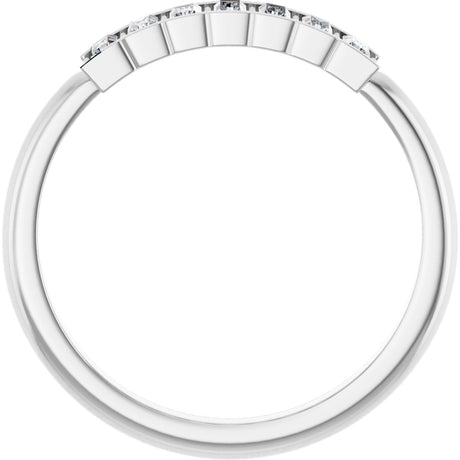 Platinum Straight Baguette Natural Diamond Beaded Seven-Stone Stackable Ring - view 2
