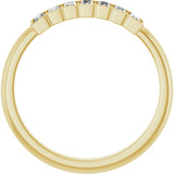 14K Gold Straight Baguette Natural Diamond Beaded Seven-Stone Stackable Ring - Yellow Gold - view 2
