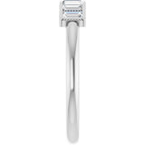 Platinum Straight Baguette Natural Diamond Beaded Seven-Stone Stackable Ring - view 4