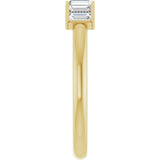 14K Gold Straight Baguette Natural Diamond Beaded Seven-Stone Stackable Ring - Yellow Gold - view 4