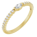 14K Gold Marquise Natural Diamond Accented Stackable Ring - Yellow Gold