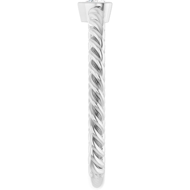 Platinum Natural Diamond Stackable Bezel-Set Heart Rope Ring - view 4
