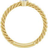 14K Gold Natural Diamond Stackable Bezel-Set Heart Rope Ring - Yellow Gold - view 2
