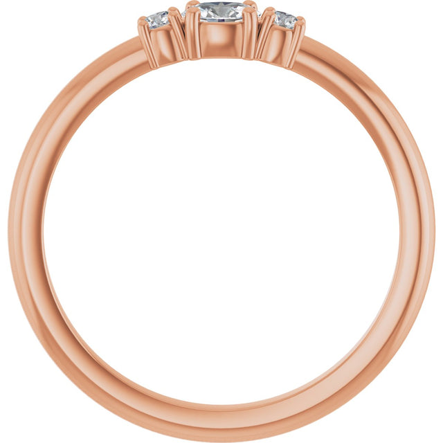 14K Gold Emerald Natural Diamond Stackable Ring - Rose Gold - view 2