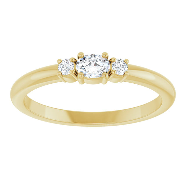 14K Gold Emerald Natural Diamond Stackable Ring - Yellow Gold - view 3