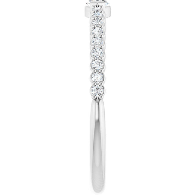 Platinum Marquise Natural Diamond Accented Stackable Ring - view 4