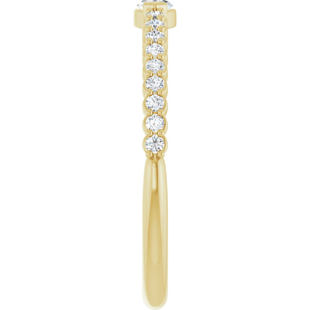 14K Gold Marquise Natural Diamond Accented Stackable Ring - Yellow Gold - view 4
