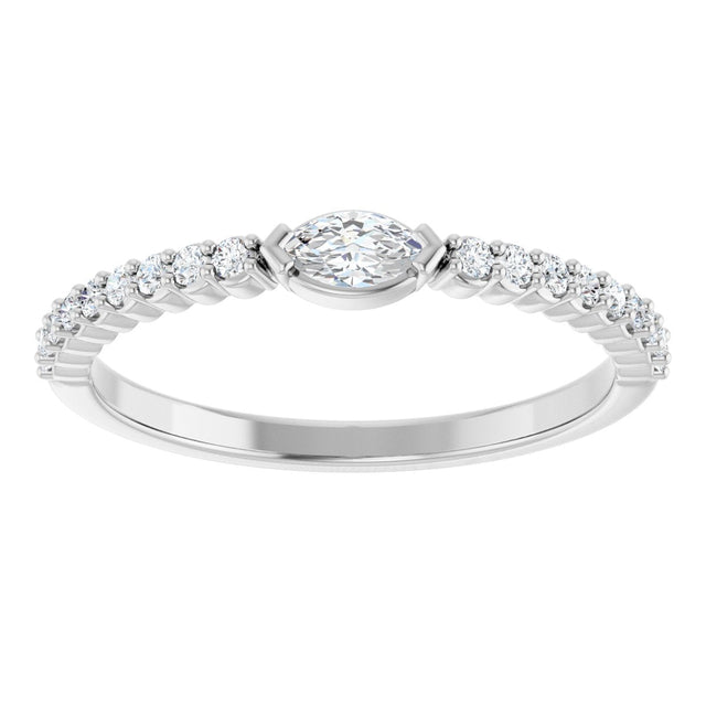 Platinum Marquise Natural Diamond Accented Stackable Ring - view 3