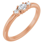 14K Gold Emerald Natural Diamond Stackable Ring - Rose Gold