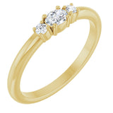 14K Gold Emerald Natural Diamond Stackable Ring - Yellow Gold