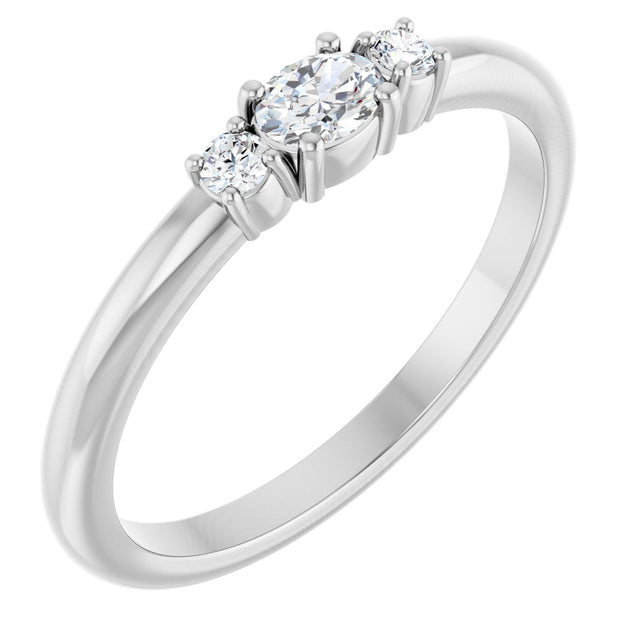 Platinum Emerald Natural Diamond Stackable Ring