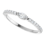 Platinum Marquise Natural Diamond Accented Stackable Ring - view 5