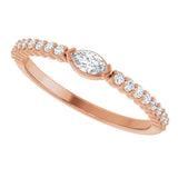 14K Gold Marquise Natural Diamond Accented Stackable Ring - Rose Gold - view 5