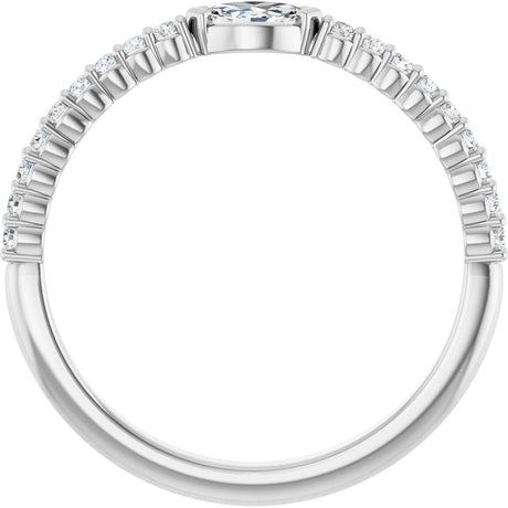 Platinum Marquise Natural Diamond Accented Stackable Ring - view 2
