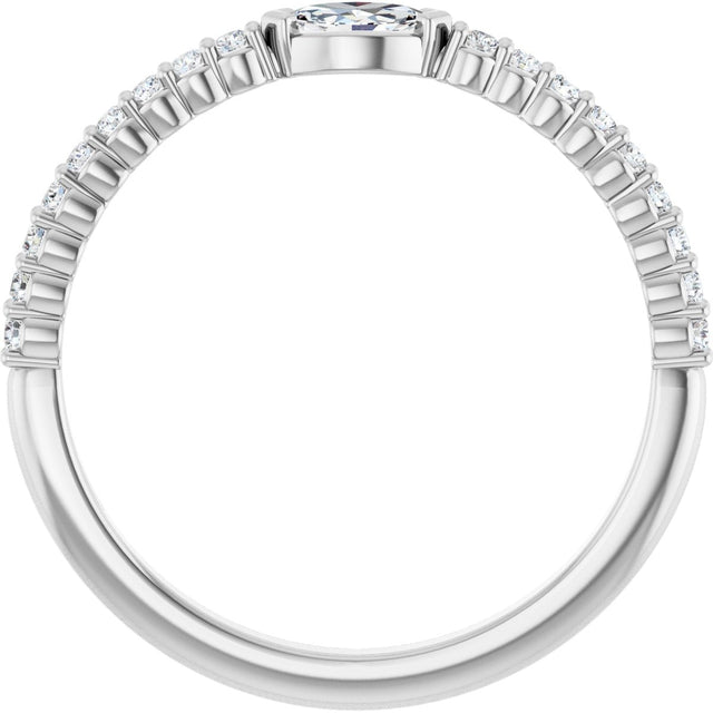 Platinum Marquise Natural Diamond Accented Stackable Ring - view 2