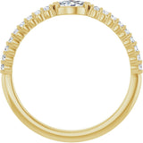 14K Gold Marquise Natural Diamond Accented Stackable Ring - Yellow Gold - view 2